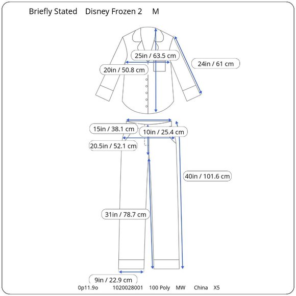 NWT Briefly Stated Disney Frozen II Lightweight Fleece Christmas Holiday PJ's M - Picture 9 of 9